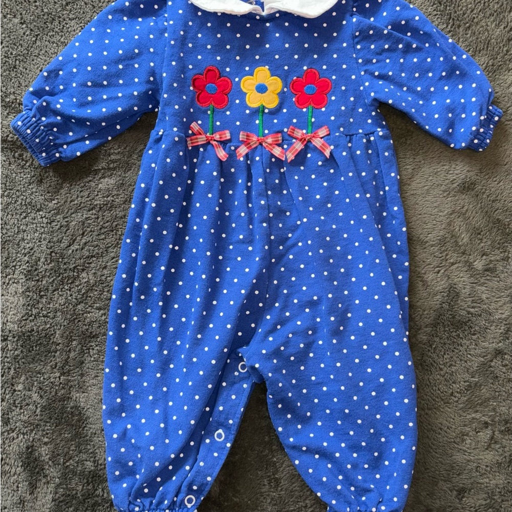 Vintage Buster Brown Blue Floral Kids Footie